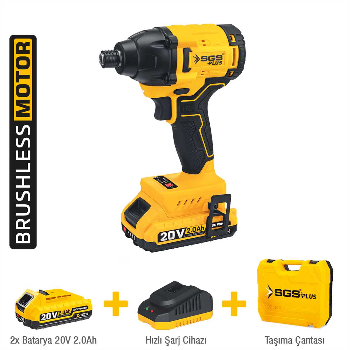 SGS Darbeli Vidalama Seti 20 Volt/ 4.0Ah (Kömürsüz Motor) (5/Koli)✓